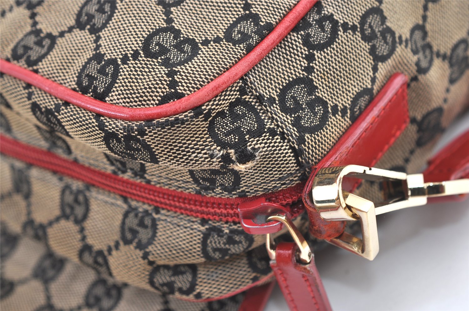 Authentic GUCCI Shoulder Cross Body Bag GG Canvas Leather Brown Black 1273K