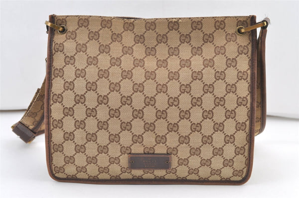Authentic GUCCI Shoulder Cross Body Bag GG Canvas Leather 91762 Brown 1274K