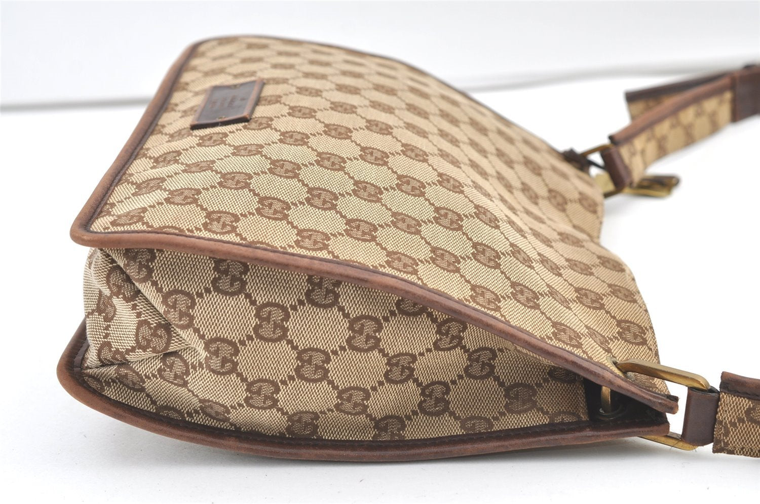 Authentic GUCCI Shoulder Cross Body Bag GG Canvas Leather 91762 Brown 1274K