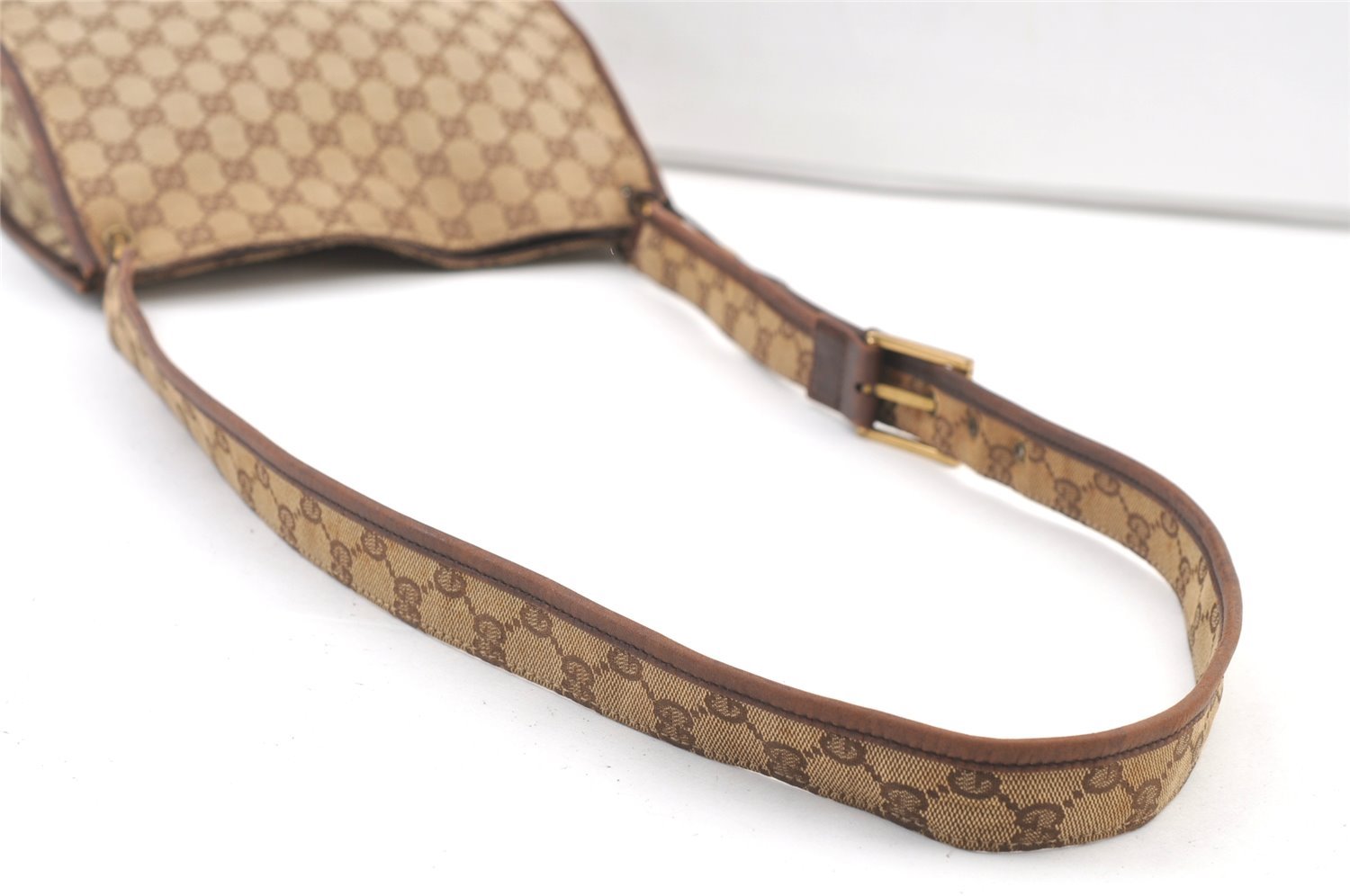 Authentic GUCCI Shoulder Cross Body Bag GG Canvas Leather 91762 Brown 1274K