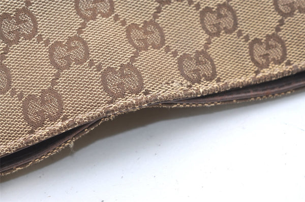 Authentic GUCCI Shoulder Cross Body Bag GG Canvas Leather 91762 Brown 1274K