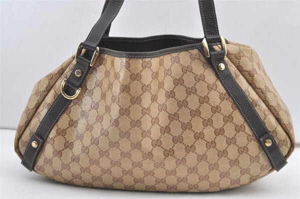 Authentic GUCCI GG Crystal Abbey Tote Bag GG PVC Leather 293578 Brown 1275K