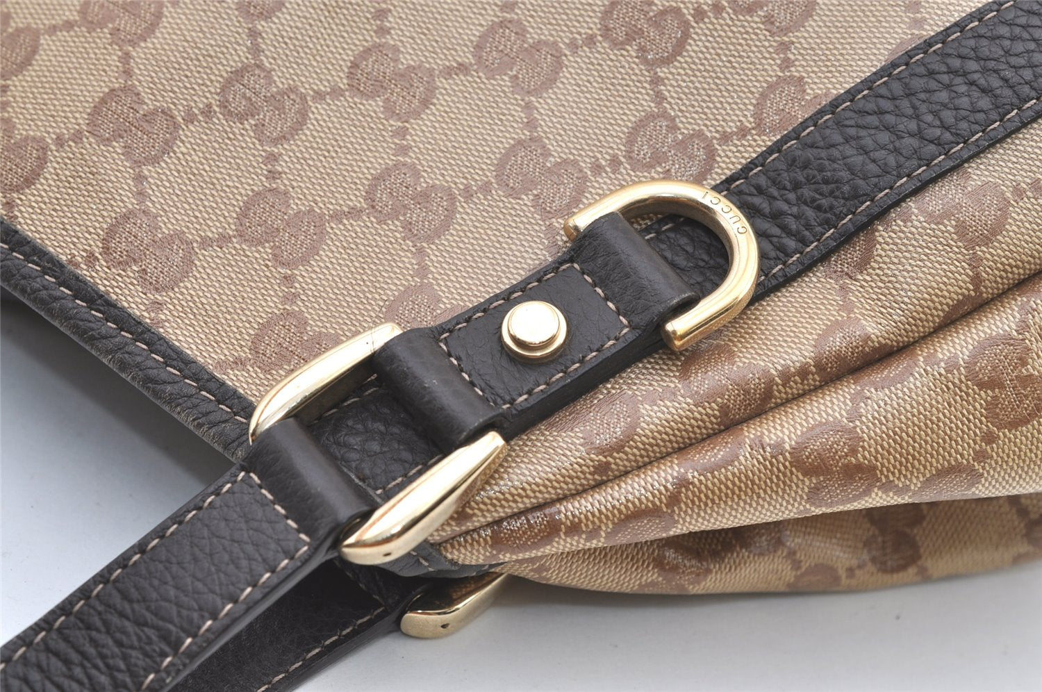 Authentic GUCCI GG Crystal Abbey Tote Bag GG PVC Leather 293578 Brown 1275K