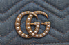 Authentic GUCCI GG Marmont Double G Bifold Wallet Denim 466492 Light Blue 1276J