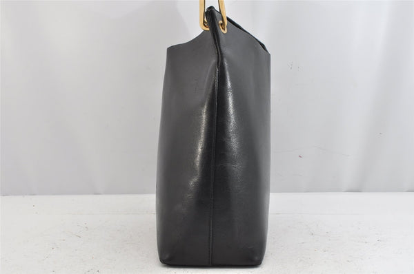 Authentic GUCCI Vintage Bamboo Shoulder Hand Bag Purse Leather Black 1276K