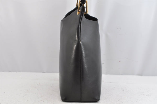 Authentic GUCCI Vintage Bamboo Shoulder Hand Bag Purse Leather Black 1276K