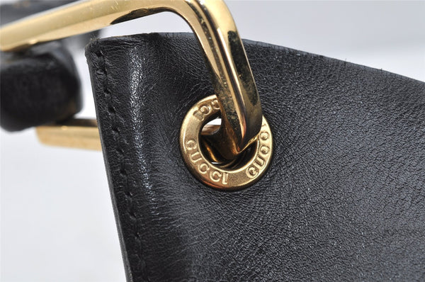 Authentic GUCCI Vintage Bamboo Shoulder Hand Bag Purse Leather Black 1276K
