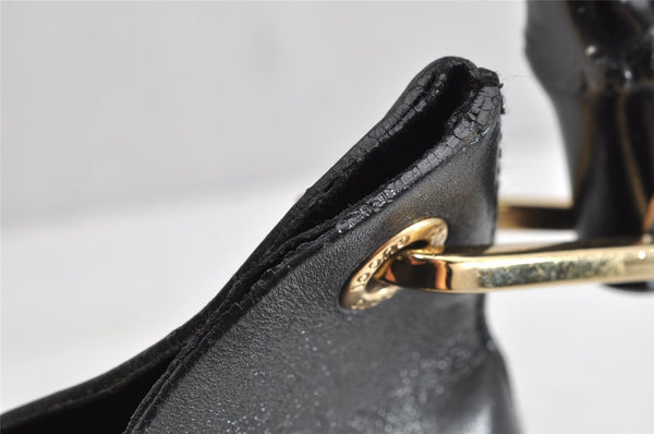 Authentic GUCCI Vintage Bamboo Shoulder Hand Bag Purse Leather Black 1276K
