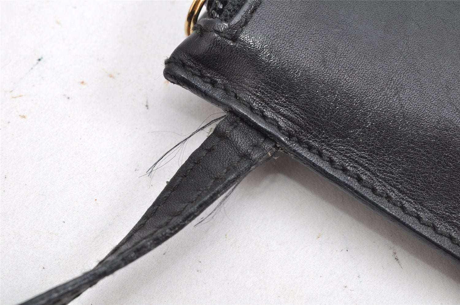 Authentic GUCCI Vintage Bamboo Shoulder Hand Bag Purse Leather Black 1276K