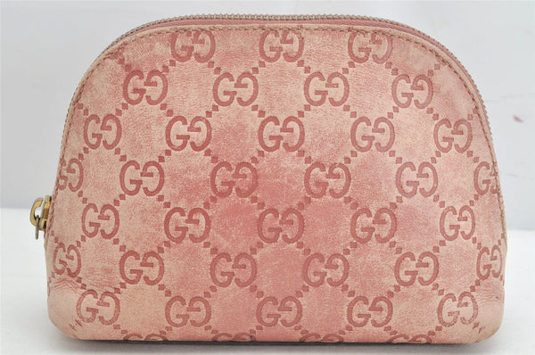 Authentic GUCCI Vintage Guccissima GG Leather Pouch Purse 141810 Pink 1277K