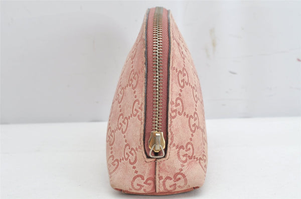 Authentic GUCCI Vintage Guccissima GG Leather Pouch Purse 141810 Pink 1277K