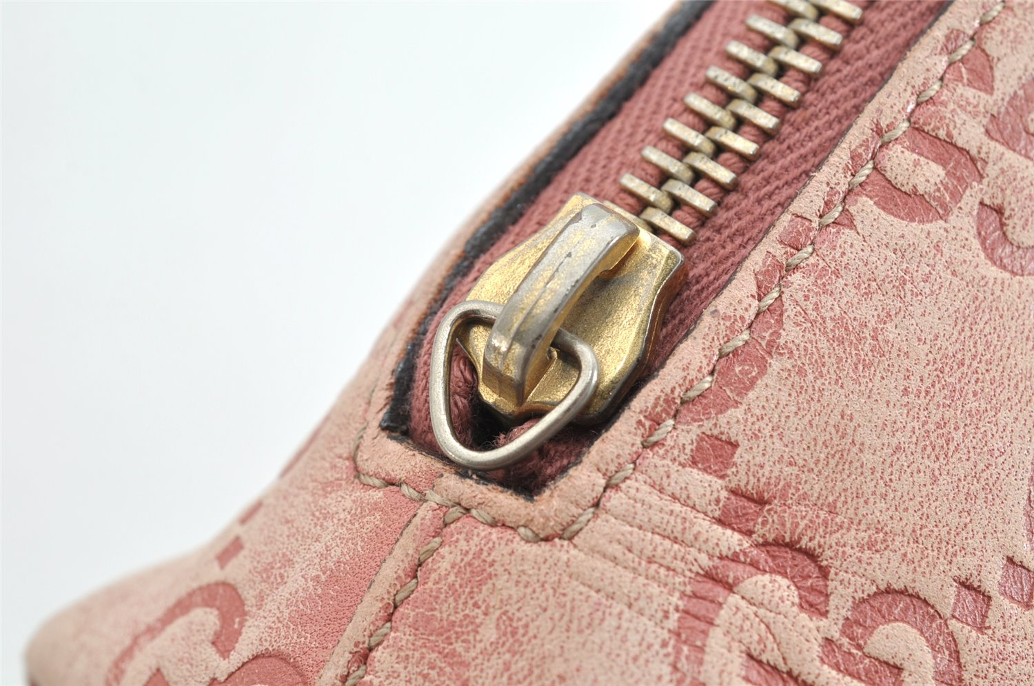 Authentic GUCCI Vintage Guccissima GG Leather Pouch Purse 141810 Pink 1277K