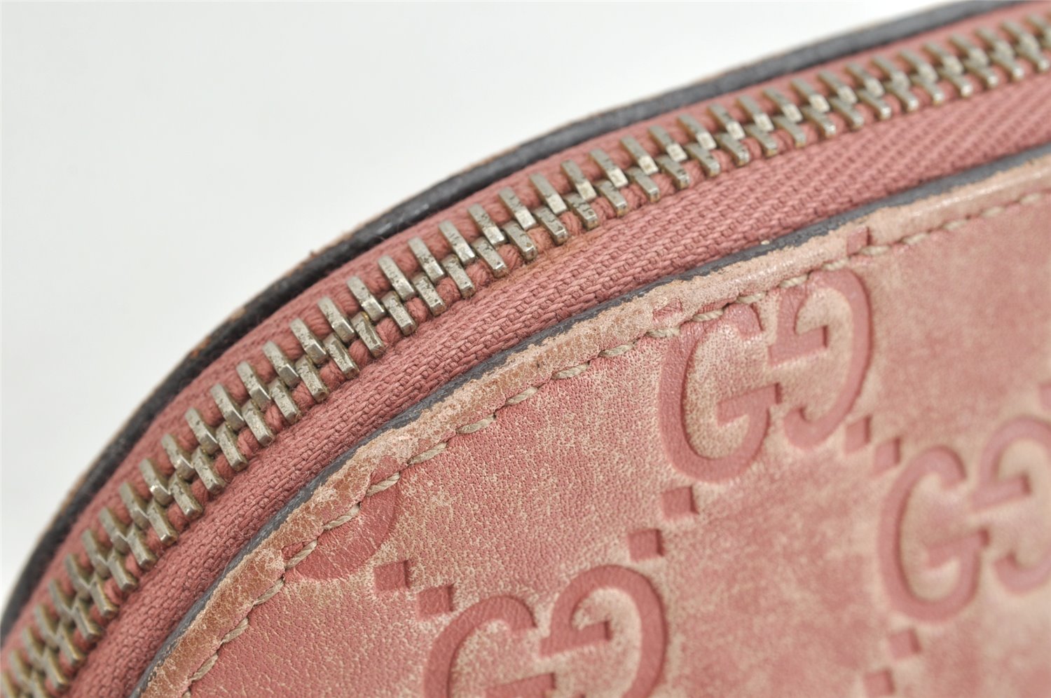 Authentic GUCCI Vintage Guccissima GG Leather Pouch Purse 141810 Pink 1277K