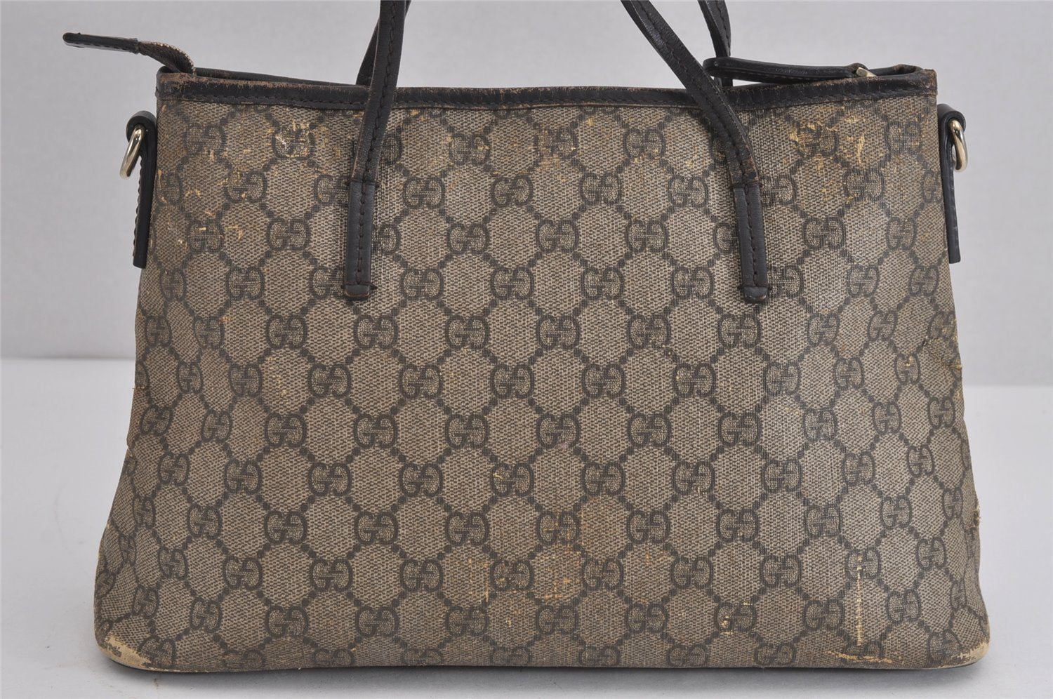 Authentic GUCCI 2Way Shoulder Hand Bag GG PVC Leather 353440 Brown 1278J