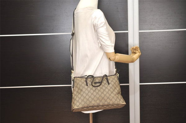Authentic GUCCI 2Way Shoulder Hand Bag GG PVC Leather 353440 Brown 1278J