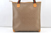 Authentic GUCCI Web Sherry Line Micro GG PVC Leather Tote Bag Brown 1278K