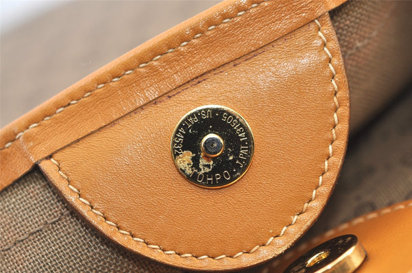 Authentic GUCCI Web Sherry Line Micro GG PVC Leather Tote Bag Brown 1278K