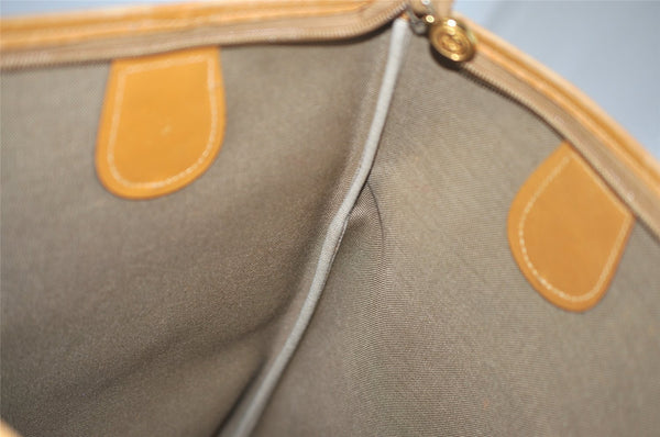 Authentic GUCCI Web Sherry Line Micro GG PVC Leather Tote Bag Brown 1278K