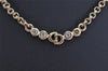 Authentic Christian Dior Gold Tone Chain Rhinestone Pendant Necklace CD 1279K