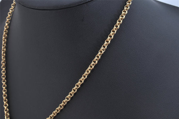 Authentic Christian Dior Gold Tone Chain Rhinestone Pendant Necklace CD 1279K