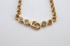 Authentic Christian Dior Gold Tone Chain Rhinestone Pendant Necklace CD 1279K