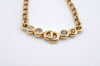 Authentic Christian Dior Gold Tone Chain Rhinestone Pendant Necklace CD 1279K