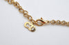 Authentic Christian Dior Gold Tone Chain Rhinestone Pendant Necklace CD 1279K