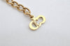 Authentic Christian Dior Gold Tone Chain Rhinestone Pendant Necklace CD 1279K