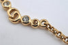 Authentic Christian Dior Gold Tone Chain Rhinestone Pendant Necklace CD 1279K