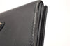 Authentic PRADA Saffiano Triangle Leather Bifold Wallet Purse Black 1281J