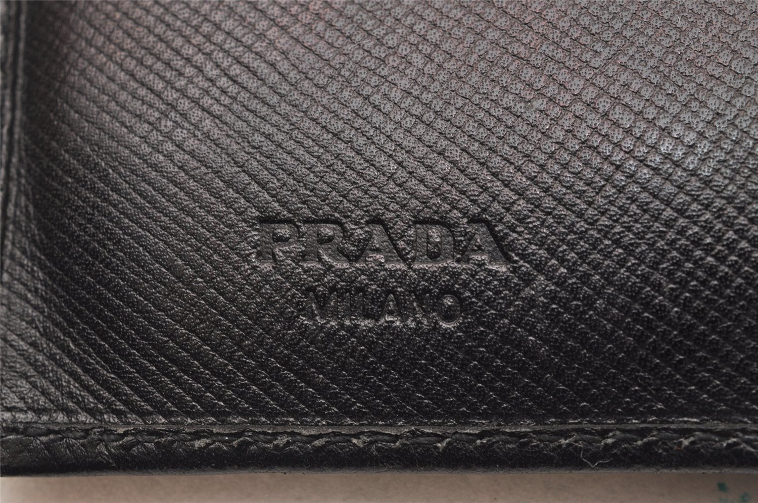 Authentic PRADA Saffiano Triangle Leather Bifold Wallet Purse Black 1281J