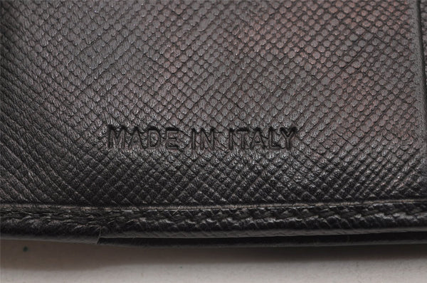 Authentic PRADA Saffiano Triangle Leather Bifold Wallet Purse Black 1281J