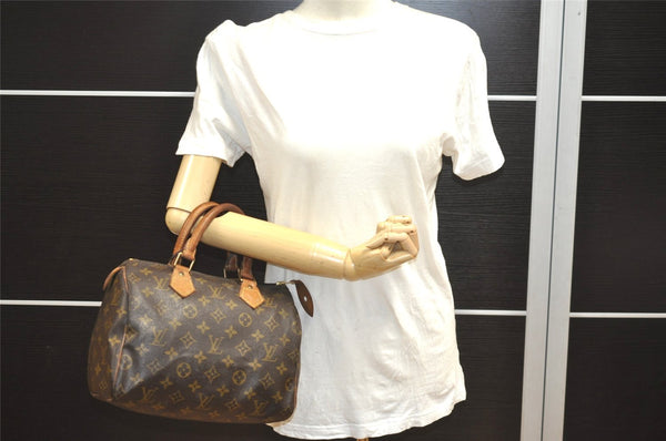 Authentic Louis Vuitton Monogram Speedy 25 Boston Hand Bag M41528 LV 1284I