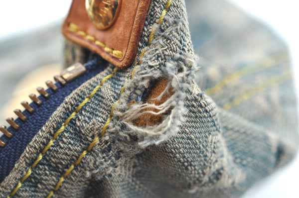 Auth Louis Vuitton Monogram Denim Baggy PM 2Way Shoulder Bag M95049 Blue 1291H