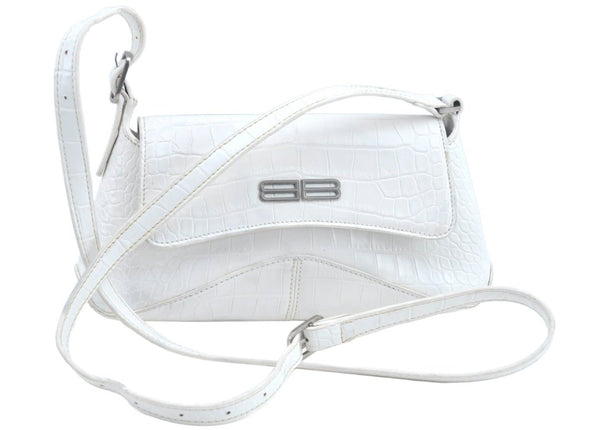 Authentic BALENCIAGA Vintage Shoulder Cross Body Bag Purse Leather White 1291J