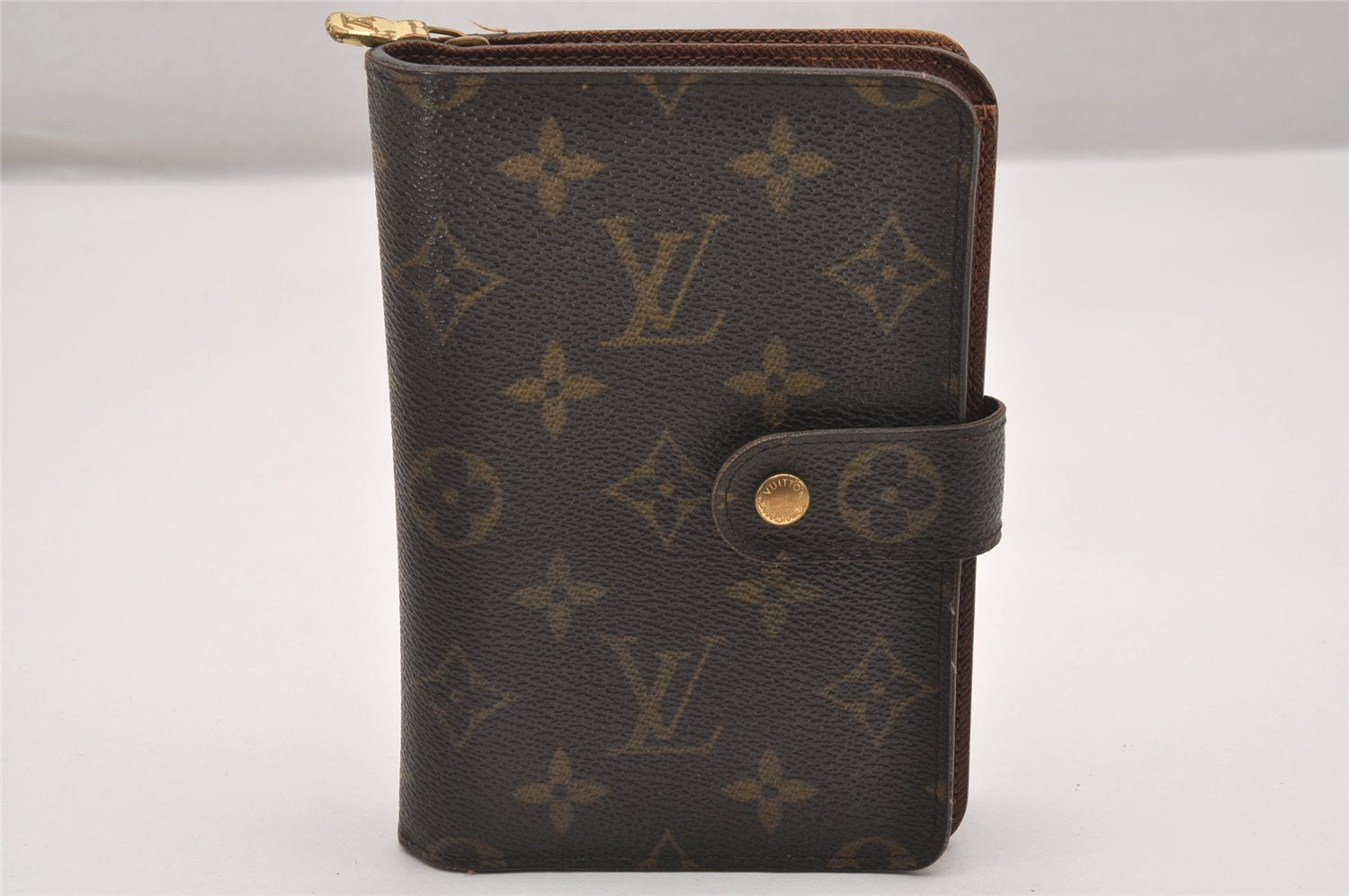 Authentic Louis Vuitton Monogram Porte Papier Zip Bifold Wallet M61207 LV 1292J