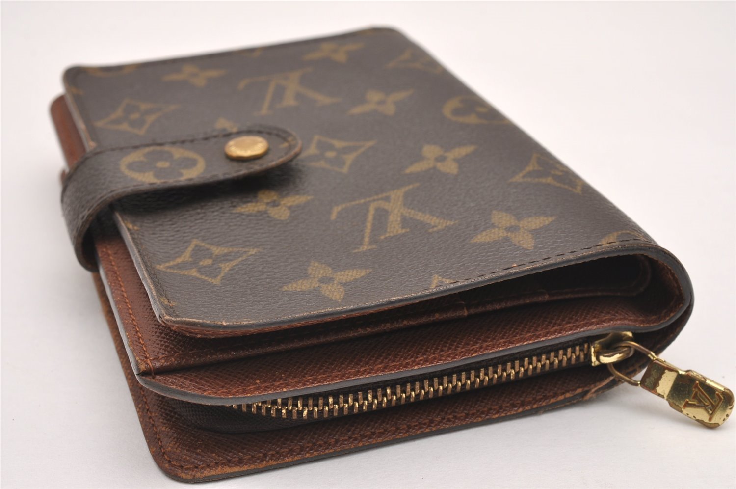 Authentic Louis Vuitton Monogram Porte Papier Zip Bifold Wallet M61207 LV 1292J