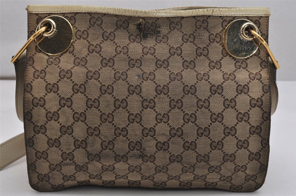 Authentic GUCCI Eclipse Shoulder Bag GG Canvas Leather 120841 Brown Junk 1292K