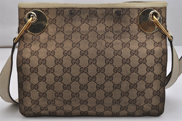 Authentic GUCCI Eclipse Shoulder Bag GG Canvas Leather 120841 Brown Junk 1292K