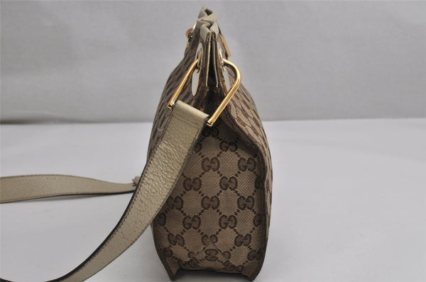 Authentic GUCCI Eclipse Shoulder Bag GG Canvas Leather 120841 Brown Junk 1292K