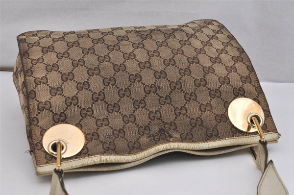Authentic GUCCI Eclipse Shoulder Bag GG Canvas Leather 120841 Brown Junk 1292K