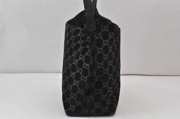 Authentic GUCCI Shoulder Hand Bag Purse GG Suede Leather 0013298 Black 1294K