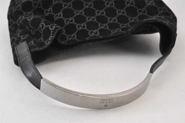 Authentic GUCCI Shoulder Hand Bag Purse GG Suede Leather 0013298 Black 1294K