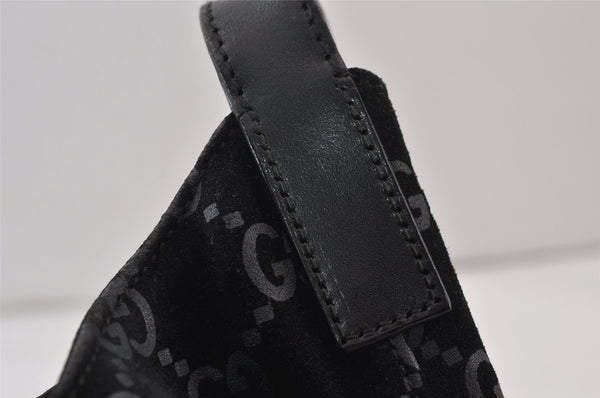 Authentic GUCCI Shoulder Hand Bag Purse GG Suede Leather 0013298 Black 1294K