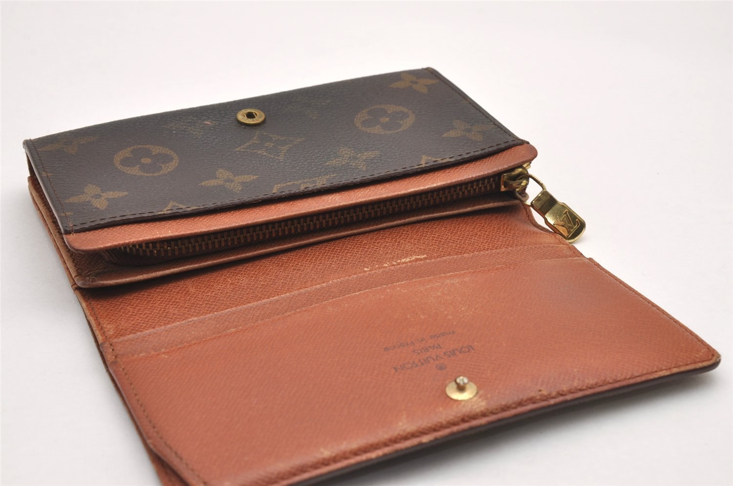 Auth Louis Vuitton Monogram Porte Monnaie Billets Tresor Wallet M61730 LV 1295J