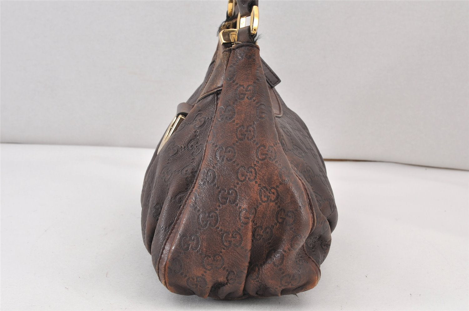 Authentic GUCCI Guccissima Abbey Shoulder Hand Bag GG Leather 190525 Brown 1295K