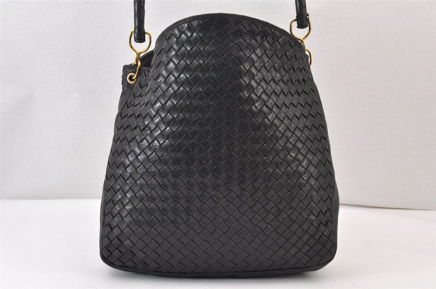 Authentic BOTTEGA VENETA Intrecciato Leather Shoulder Hand Bag Purse Black 1300K