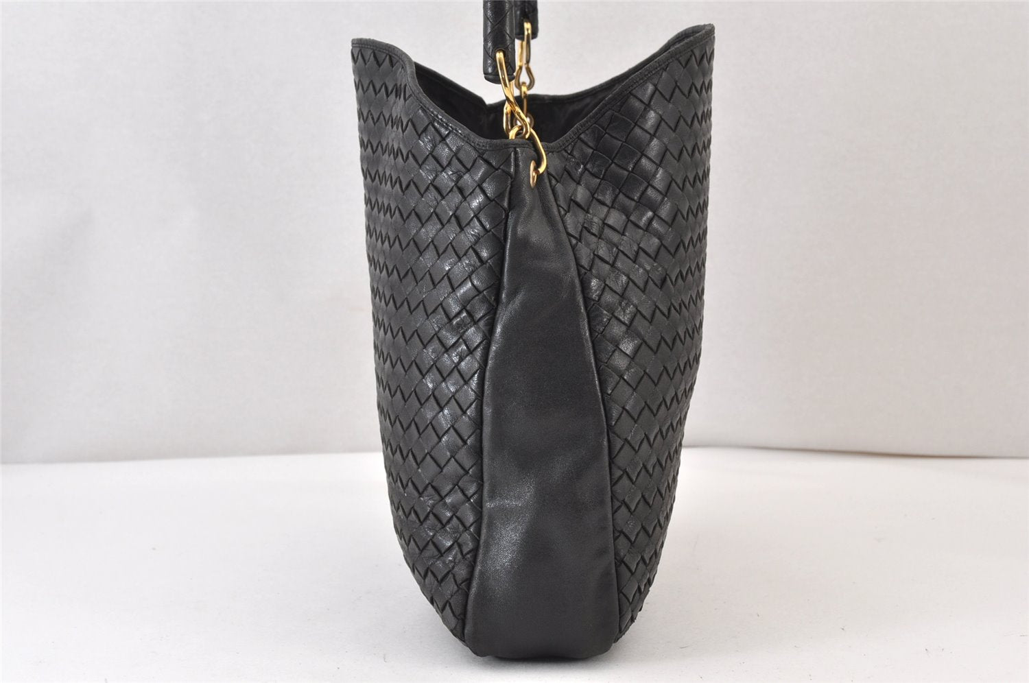 Authentic BOTTEGA VENETA Intrecciato Leather Shoulder Hand Bag Purse Black 1300K