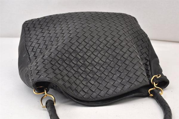 Authentic BOTTEGA VENETA Intrecciato Leather Shoulder Hand Bag Purse Black 1300K