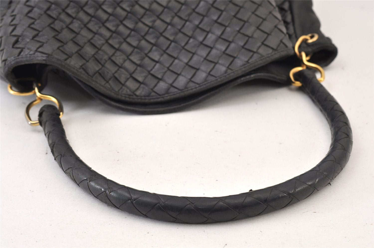 Authentic BOTTEGA VENETA Intrecciato Leather Shoulder Hand Bag Purse Black 1300K